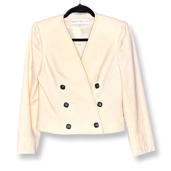 Bert Newman Vintage 80’s Wool Blend Crop Blazer Winter White - Picture 1 of 3